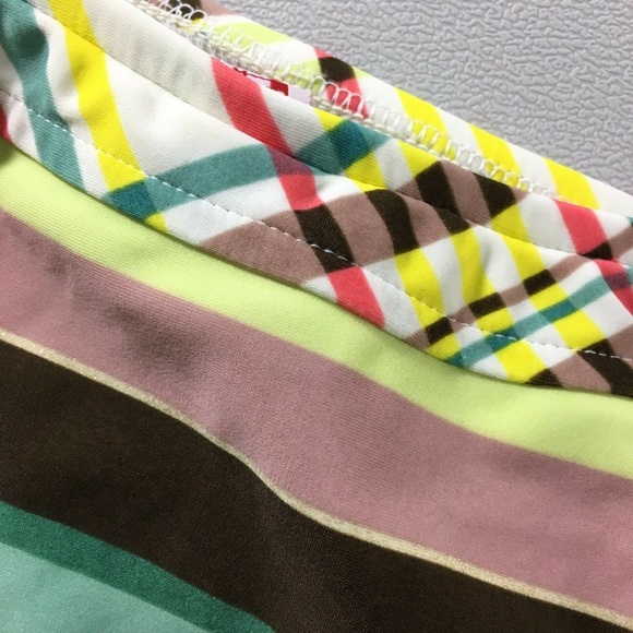 First Kiss Bikini Bottom Size Medium Multi Colored Plaid Stripe - Picture 5 of 10